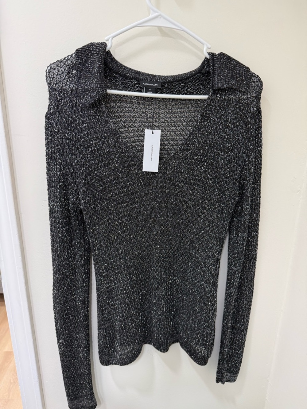 Karen Millen Metallic Black Knit Top
